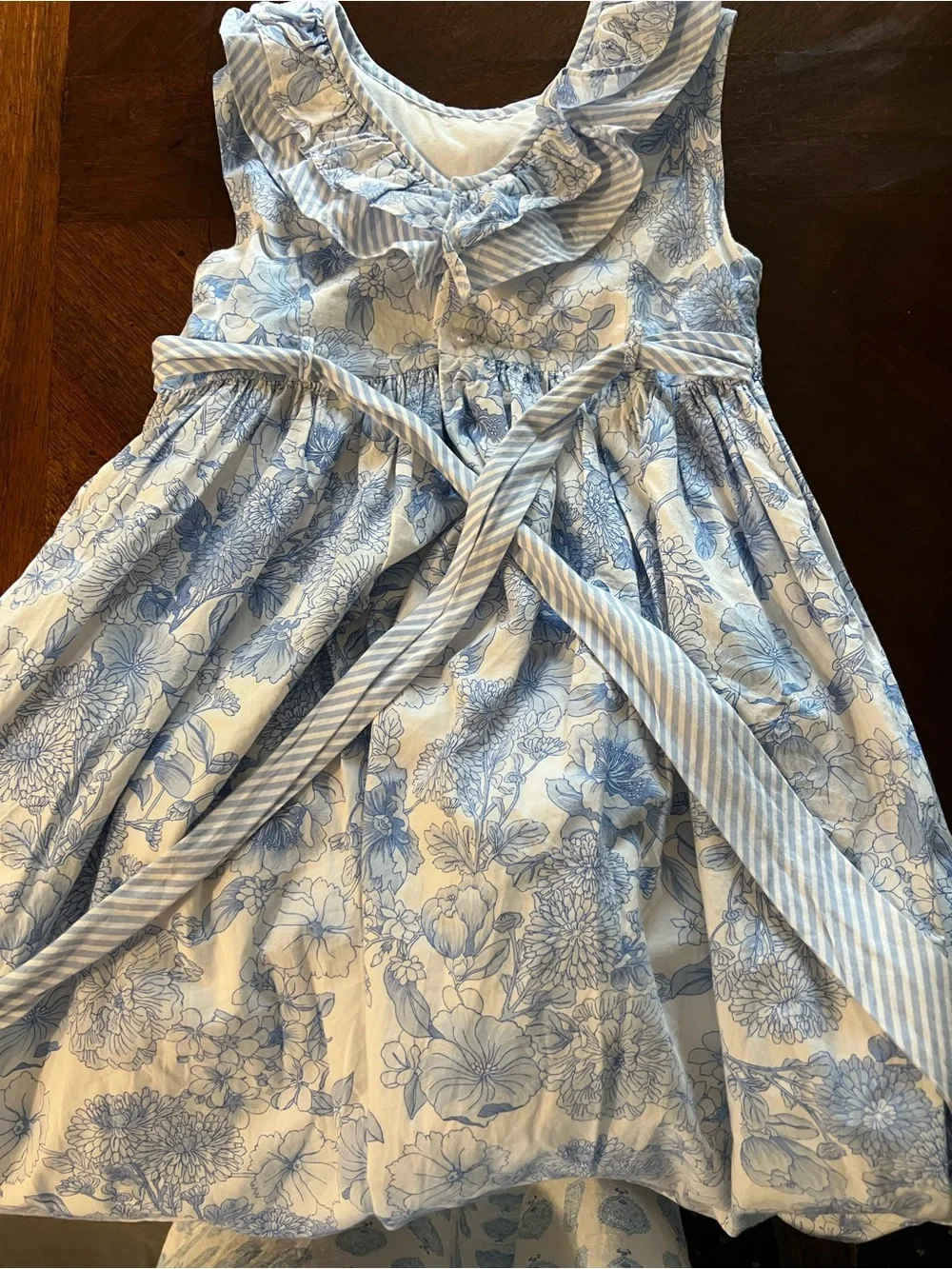 Luli & Me Blue and White Floral Smocked Waist Dress